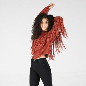 FRINGE CHENILLE SWEATER IN RUST